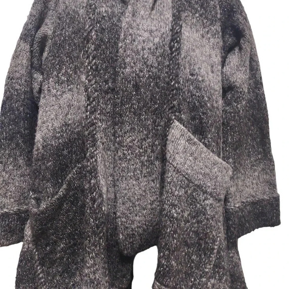 LIne Wool Blend Poncho Open Cardigan With Tassles Sweater Coat - Picture 4 of 10